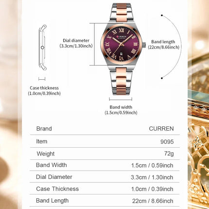CURREN Orologio da donna, Orologi da donna, Orologi da donna, Abito alla moda impermeabile Bracciale in acciaio inossidabile Orologi analogici Data platinumshop
