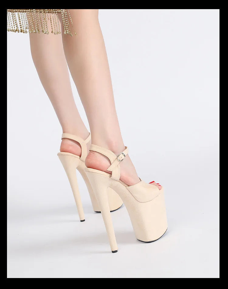 Purple Super High Heel Nightclub Stage Shoes Women 20CM Stiletto Suede Pole Dance Sandals Model Catwalk Show Summer High Heels