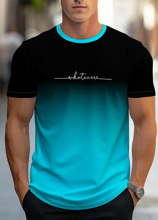 T-shirt homme imprimé lettre d'été T-shirt homme respirant confortable simple col rond Sport de plein air décontracté
