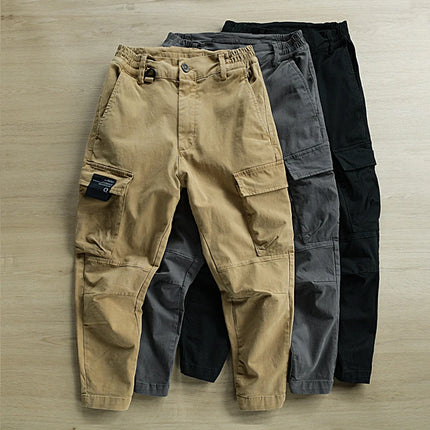 Outdoor Casual Men's Multi Pockets Cargo Pants 2025 Spring Fall Daily Fashionable Men Trousers Streetwear Mens Solid Color Pants