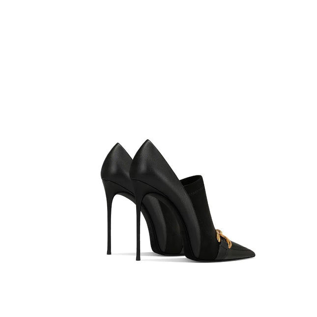 2025 Spring new elegant, stylish black genuine leather women's stiletto heels with tac