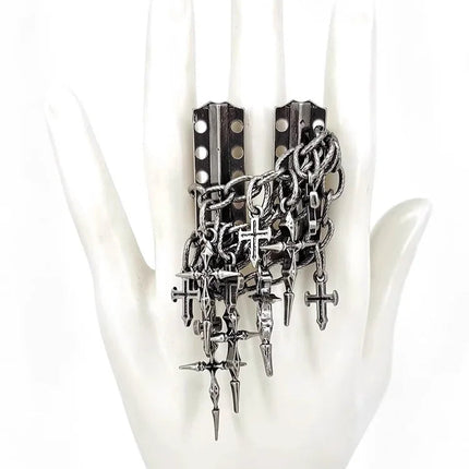 Set di Gioielli Punk Rock per Donne e Uomini, Collane e Anelli con Ciondolo a Croce Gotica, Collezione di Accessori Gioiello Audaci platinumshop