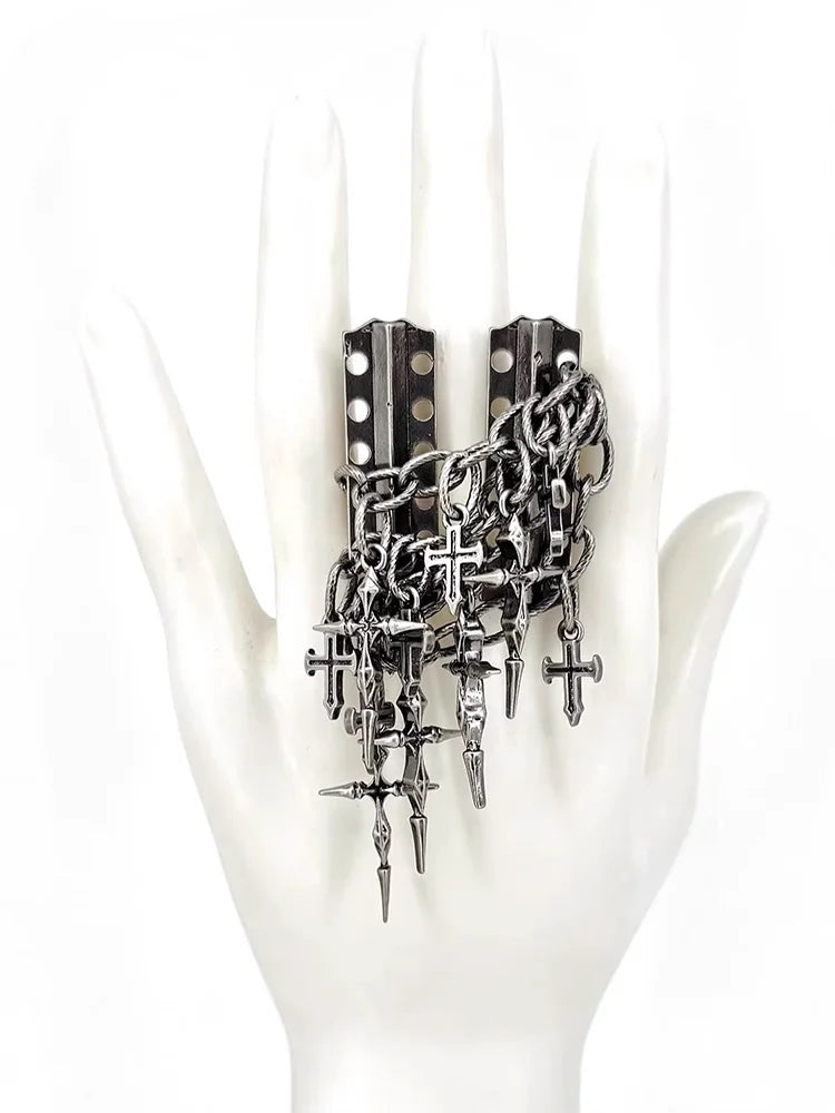 Set di Gioielli Punk Rock per Donne e Uomini, Collane e Anelli con Ciondolo a Croce Gotica, Collezione di Accessori Gioiello Audaci platinumshop