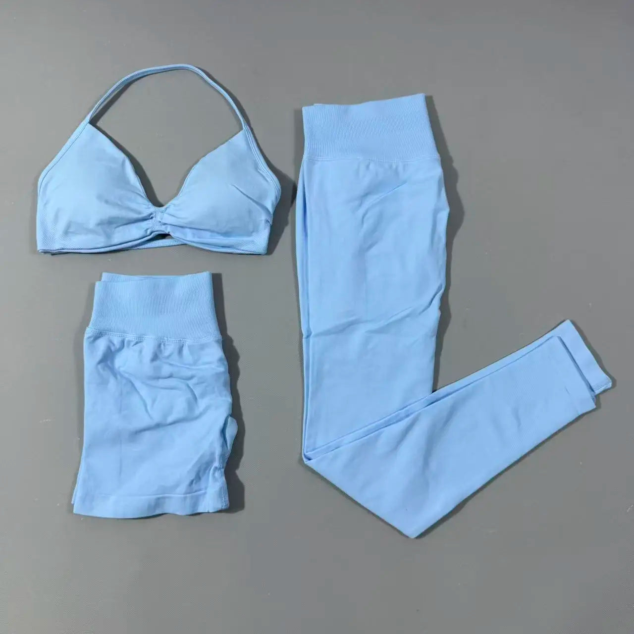 Yoga fitness set 3pcs Impact Gym Set Women Bras and Yoga Set High Waist Scrunch Seamless Shorts Fitness Clothes Activewear Work