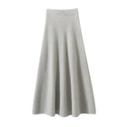 Chic Women Sweater Suite Skirt 100% Cashmere A-Line Skirt Autumn Winter Wave Skirt Elastic Knee Length Dress Sequins French Knit PlatiNum