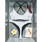 XS - L Nuovo Bikini Micro Thong a Pois da Donna, Costume da Bagno Due Pezzi, Set Bikini V7854 PlatiNum