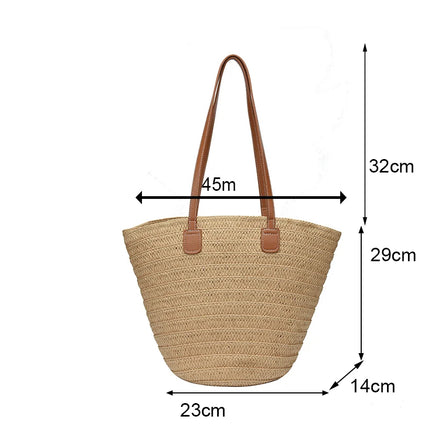 Women's Large Capacity Shoulder Bag Summer Woven Straw Bag Fashion Female Luxury Designer Beach Bag Bali Shopper Bag