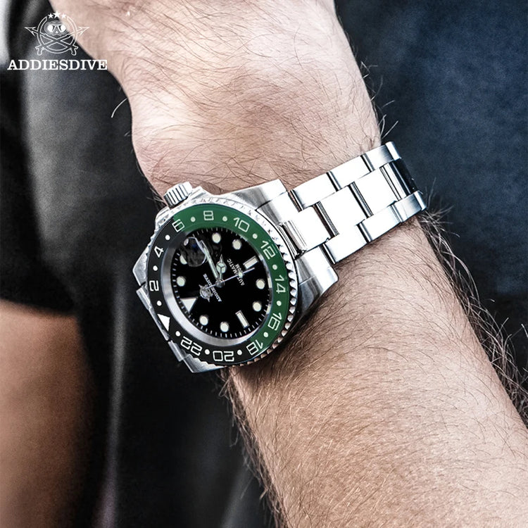 ADDIESDIVE Men's Watch NH35 Automatic Luxury Sapphire Crystal 200m Waterproof Luminous Date Stainless Watches Relogios Masculino