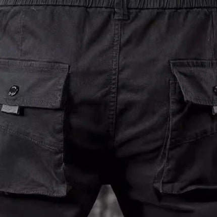 Men's High End Functional Cargo Pants Slim Fit Tapered Leg Spring Autumn Utility Workwear Design Elastic Cuff Sports Pants