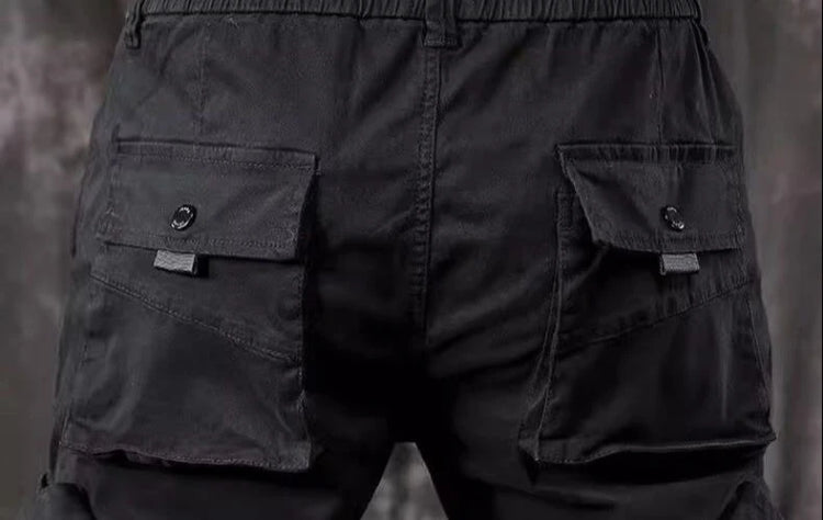 Men's High End Functional Cargo Pants Slim Fit Tapered Leg Spring Autumn Utility Workwear Design Elastic Cuff Sports Pants