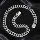 Hip Hop Men Women 14MM Prong Cuban Link Chain Necklace Bling Iced Out Tennis Chain Rhinestone Paved Miami Cuban Necklace Jewelry PlatiNum