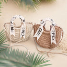Borsa da Spiaggia in Rattan Intrecciato, Borsa Estiva da Donna, Borsa a Tracolla, Borsa a Cesto, Borsa a Tracolla Singola, Materiale Morbido in Poliestere