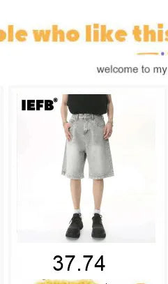 IEFB Niche Pantaloncini in denim da uomo con schizzi di vernice, casual, a gamba larga, alla moda, vestibilità ampia, lunghezza al ginocchio, 9X3271