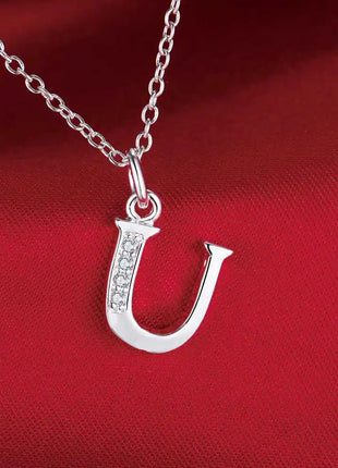 26 Letters 925 Sterling Silver Necklace Pendant Zircon For Women Exquisite Student Girlfriend Jewelry Accessories Wedding Gift PlatiNum