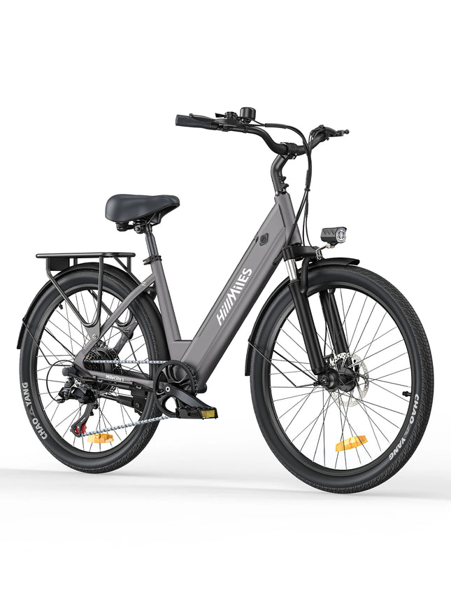 HillMiles MileCity 1 Bicicletta Elettrica Step-Through da 26 Pollici, E-Bike con Autonomia di 120 km, Motore da 250W, Batteria 36V 13Ah, 25 km/h, Cambio a 7 Velocità, Freni a Disco, Bici Elettrica per Pendolarismo Urbano, Sp