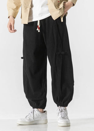 Pantaloni da uomo caldi di vendita autunno stile cinese pantaloni larghi larghi vintage moda uomo pantaloni lanterna con coulisse Harajuku solidi