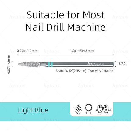 HYTOOS Diamond Cut Pro Nail Drill Bits Chrome Flame Russian Cuticle Bit for Electric Nail Drill Dead Skin Cleaner Nail Prep Tool