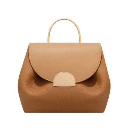 Mini borsa a mano in pelle martellata con chiusura a piega arrotondata, manico corto e tracolla rimovibile per l'uso quotidiano