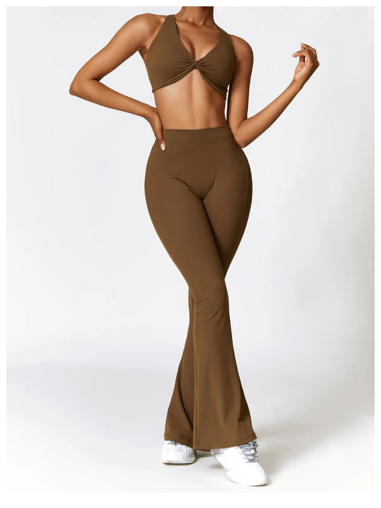 High Waist Flare Leggings Yoga Pants Women Wide Leg Pants Women Gym Workout Fitness Sports Flared Pants Latin Dance Trousers PlatiNum