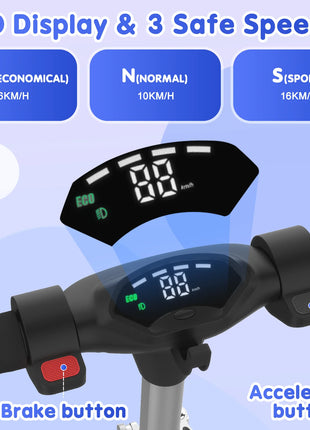 Monopattino Elettrico per Bambini 150W, 15km/h e Autonomia 10-15km, 3 Modalità di Velocità, Pneumatici da 6.5'', Doppio Freno, Design Pieghevole per Bambini 6-12 Anni