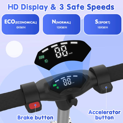 Monopattino Elettrico per Bambini 150W, 15km/h e Autonomia 10-15km, 3 Modalità di Velocità, Pneumatici da 6.5'', Doppio Freno, Design Pieghevole per Bambini 6-12 Anni