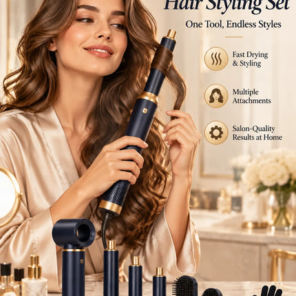 638UKLISS Blue Negative Ion 1000W Hair Dryer Comb Hot Air Brush for Styling And Drying Hair