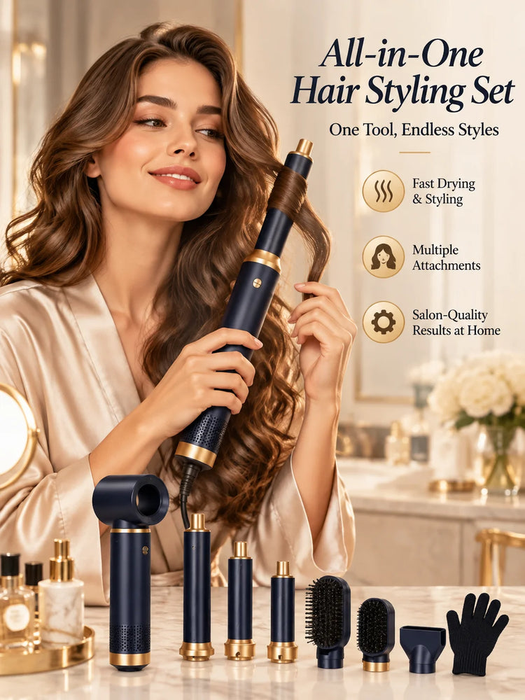 638UKLISS Blue Negative Ion 1000W Hair Dryer Comb Hot Air Brush for Styling And Drying Hair