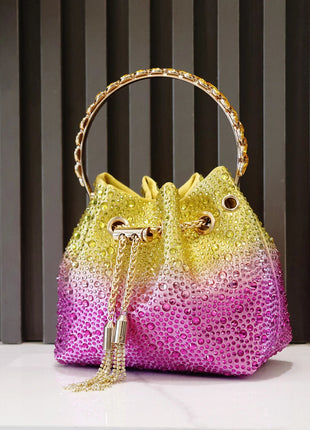 Handle Rhinestones Evening clutch Bag Purses and handbag luxury Designer shoulder bag Shiny Crystal Clutch purse bucket bag PlatiNum
