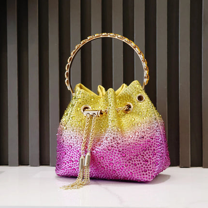 Handle Rhinestones Evening clutch Bag Purses and handbag luxury Designer shoulder bag Shiny Crystal Clutch purse bucket bag PlatiNum