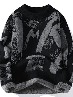 Autumn Winter Men Knitted Sweater Panda Printing Casual Round Neck Pullovers Sweater Designer Quality Men Clothing Jumper