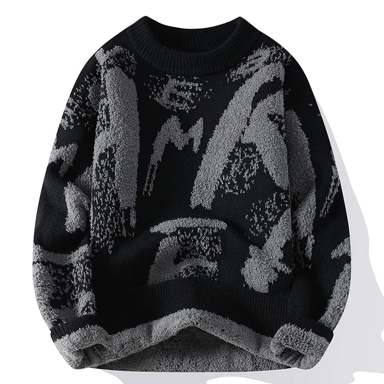 Autumn Winter Men Knitted Sweater Panda Printing Casual Round Neck Pullovers Sweater Designer Quality Men Clothing Jumper