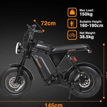 Bicicletta Elettrica Bodywel M16PRO con Pneumatici Larghi, E-bike a Lunga Autonomia 48V 15Ah, E-bicicletta All-Terrain 16"x4.0" per Adulti, Disponibile in Magazzino UE