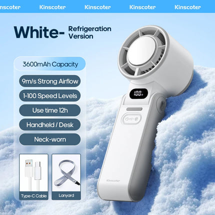 Ventilatore Portatile ad Alta Velocità con Raffreddamento Rapido, Ricaricabile 3600mAh, 100 Velocità Regolabili, Mini Ventilatore Pieghevole Turbo e Cordino