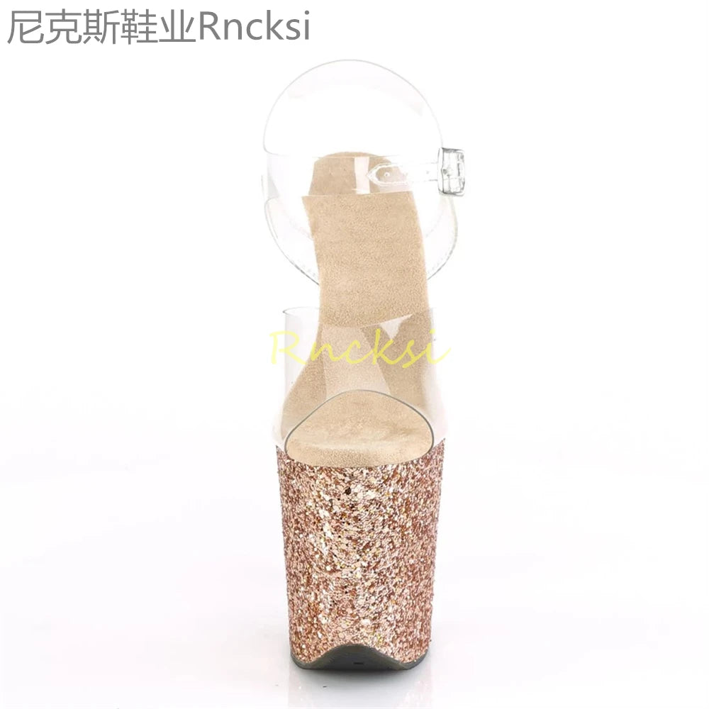 20cm High-heeled sandals women's new transparent word with high heels, stilettos and sexy super high-heeled sandals