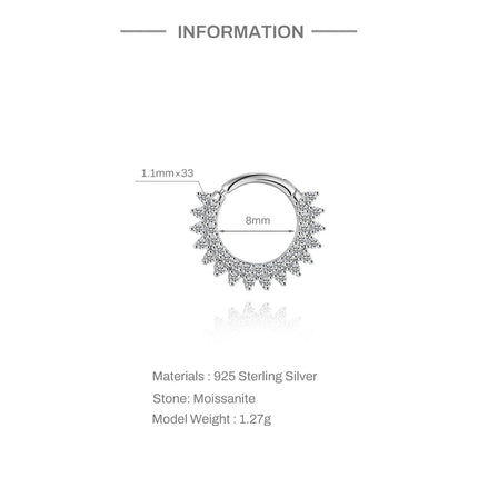 CANNER 1PC 6/7/8/9mm Moissanite 925 Sterling Silver Hoop Earrings Women Round Circle Piercing Earings Personalized Fine Jewelry PlatiNum
