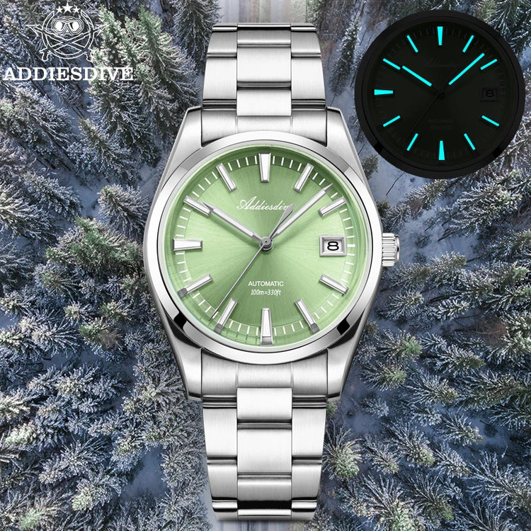 ADDIESDIVE Men's Automatic Mechanical Watch 316L Stainless Steel Luminous with Calendar 100M Waterproof Men's Wristwatch