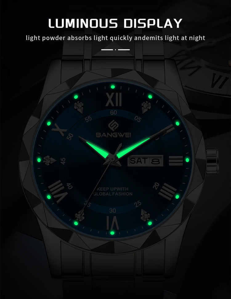 BANGWEI Orologio da donna Orologio di moda classico elegante di lussoBusiness Casual Data Orologi da donna al quarzo luminoso impermeabile in acciaio inossidabile platinumshop