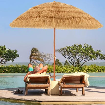 Ombrellone hawaiano, diametro 175 cm, ombrellone da spiaggia, paglia, 30 °   Ombrellone da Giardino Pieghevole, Ombrellone in Paglia, per Balcone, Spiaggia