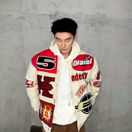 2024 American New Fashion Trend Baseball Uniform Y2K Gothic Harajuku Vintage Baggy Heavy Industry Embroidery Lovers Hip Hop Coat
