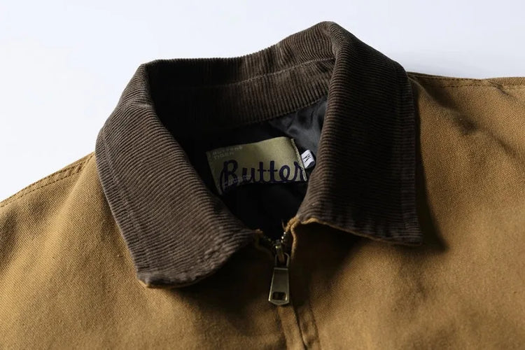 AMEKAJI Retro Japanese Men's Cotton Jaet Thiened Warm Casual Loose Collar Workwear Outerwear Trendy Winter Coat