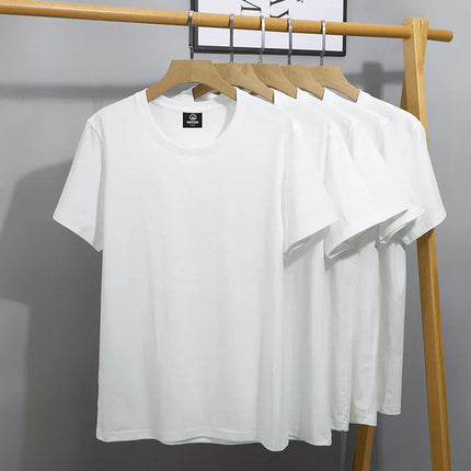 Four seasons 100% Cotton T shirts Man Casual Tees High quality Solid color Couple Oversized T shirts Black White Grey Sports Top PlatiNum