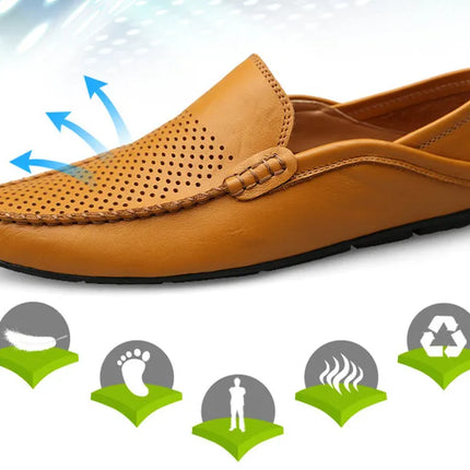 Scarpe da uomo Casual Luxury Summer Casual Leather Shoes Soft Low Platform Outdoor Light traspirante antiscivolo scarpe da guida nere
