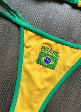 Costume da Bagno Bikini Brasiliano Ricamato a Contrasto con Patchwork per Donna - Set Estivo da Spiaggia platinumshop
