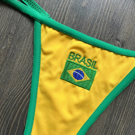 Costume da Bagno Bikini Brasiliano Ricamato a Contrasto con Patchwork per Donna - Set Estivo da Spiaggia platinumshop