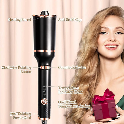 Automatic Hair Curler-123, Auto Hair Curling Iron Ceramic Rotating Air Curler, Air Spin Wand Styler Curl Machine Magic Hair Curler Portable