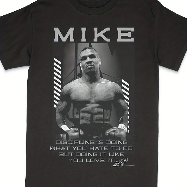[T-shirt con citazioni sul boxe] T-shirt stampata da uomo con citazioni ispiratrici ed elementi di boxe