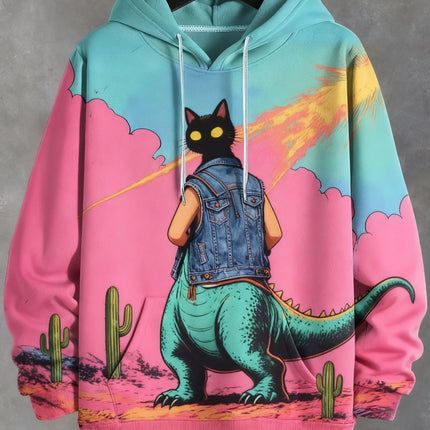 2026 Funny Dinosaur Cat Solider 3d Print Hoodies Men Women Fashion Oversized Hoodie Sweatshirt Animal Coat Sweats Mens Clothing