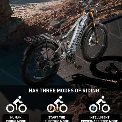 BURCHDA RX80 Bicicletta Elettrica da Montagna 1000W 50KM/H, Batteria al Litio 48V20AH, Pneumatici Fat 4.0 da 26 Pollici, E-Bike per Adulti
