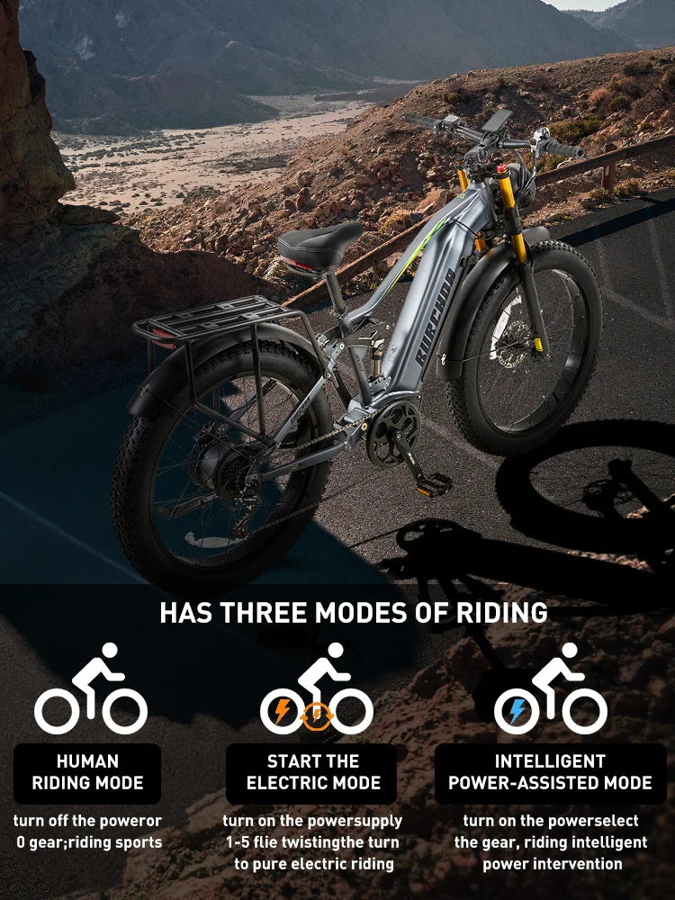 BURCHDA RX80 Bicicletta Elettrica da Montagna 1000W 50KM/H, Batteria al Litio 48V20AH, Pneumatici Fat 4.0 da 26 Pollici, E-Bike per Adulti