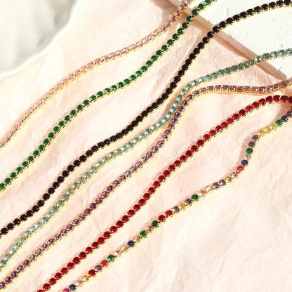 Lusso AAA + 3mm CZ 1 fila lucida catena da tennis collana HipHop ghiacciato Bling zircone cubico girocollo gioielli placcati in oro per le donne